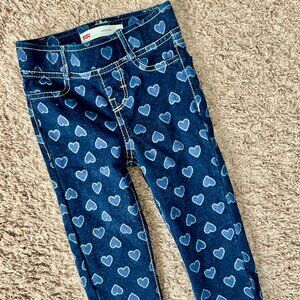 EUC I Levi's Girls' Heart Print Dark Demin Leggings I Size 2T